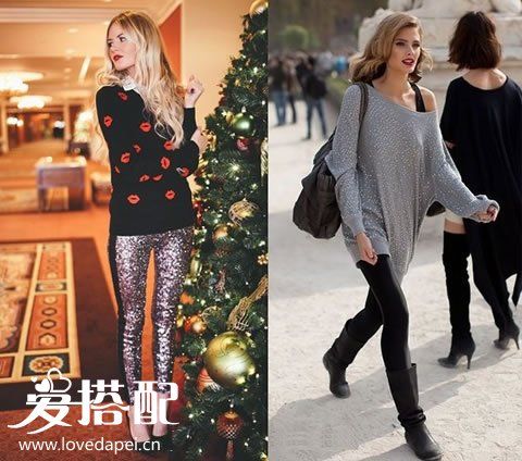 毛衣+Leggings紧身裤,冬季温暖又时尚